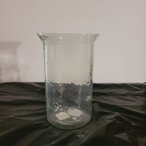 clear hammered glass hurricane candle holder/accent piece 3 dimples 10.75in tall